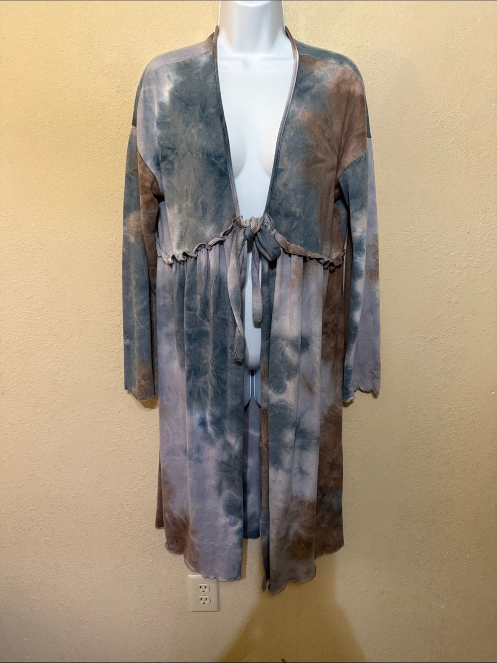 EARTHBOUND Brown and Blue Tie-Dye Cardigan